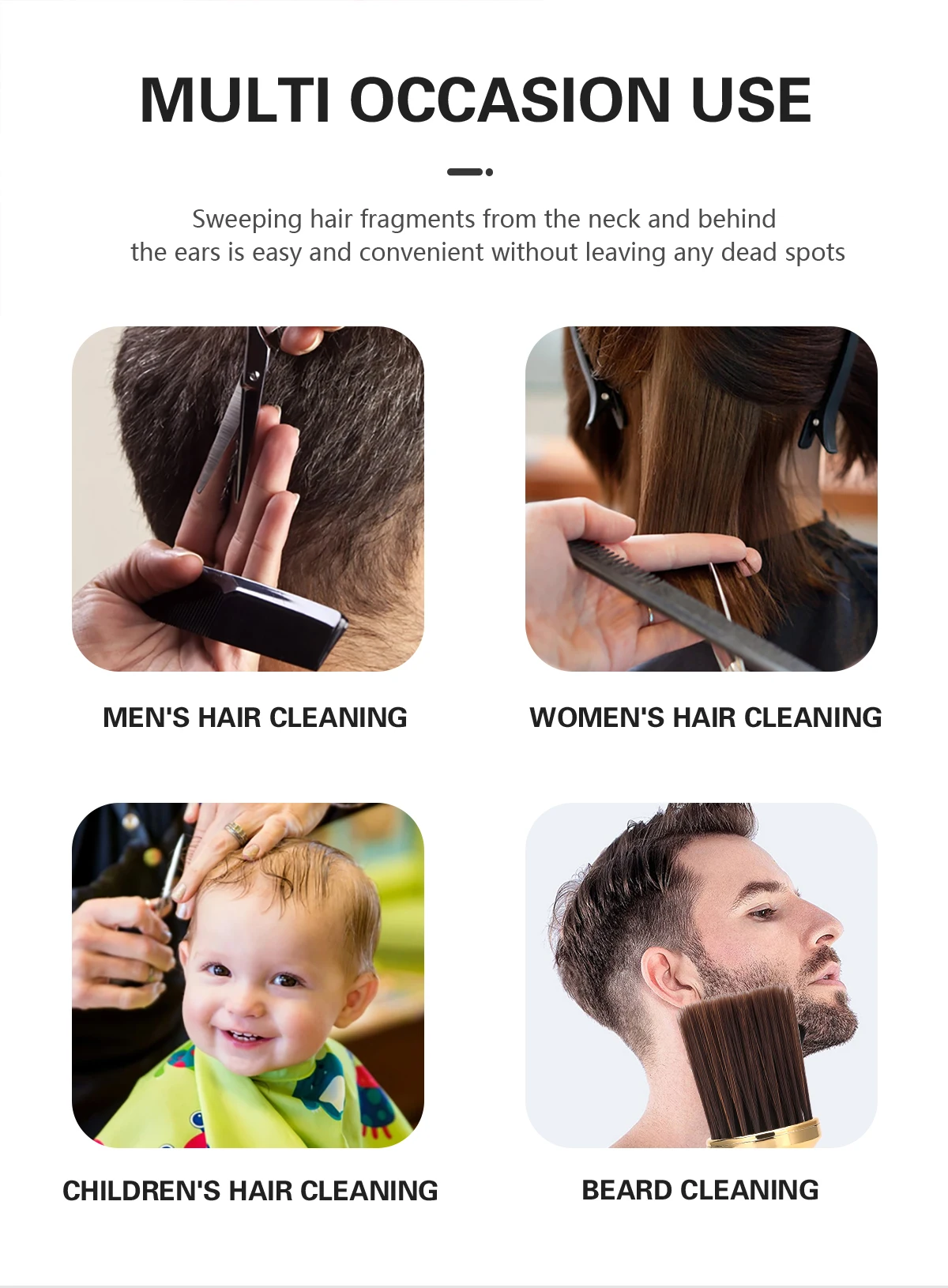 Professionelle Friseurbürste und Nacken-Staubwedel, weiche Wildschweinborsten, Haarschneide-Reinigungsbürste für Salon-Haarschneidemaschinen-Werkzeug (schwarz/weiß) – Detail 4