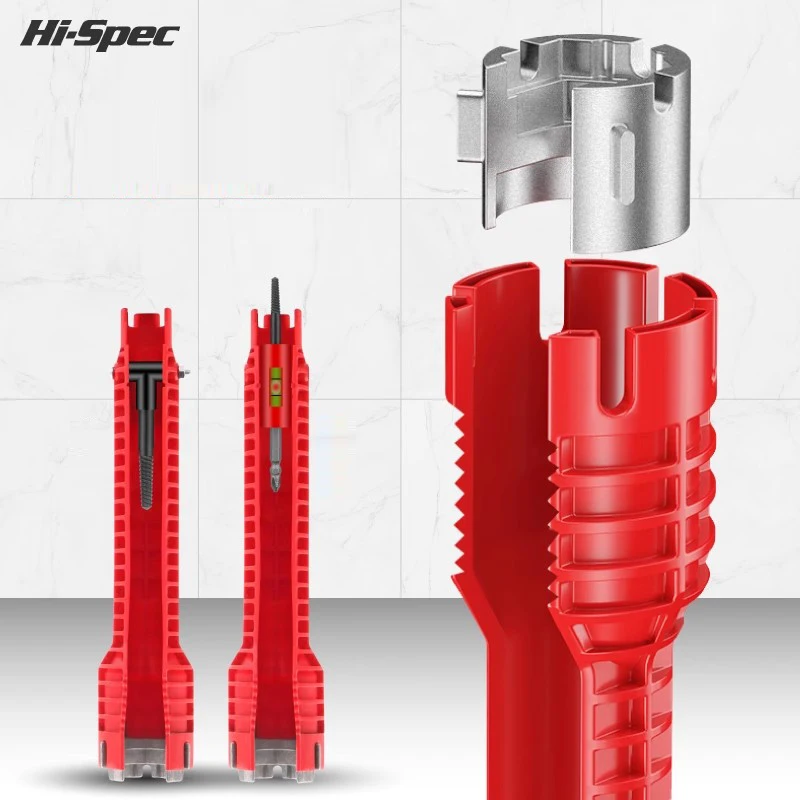 

Hi-Spec 8 in 1 Bathroom Wrench Set lnstaller Multifunctional Flume Wrench Basin Faucet Repair Tools for Toilet Bowl Bathroom
