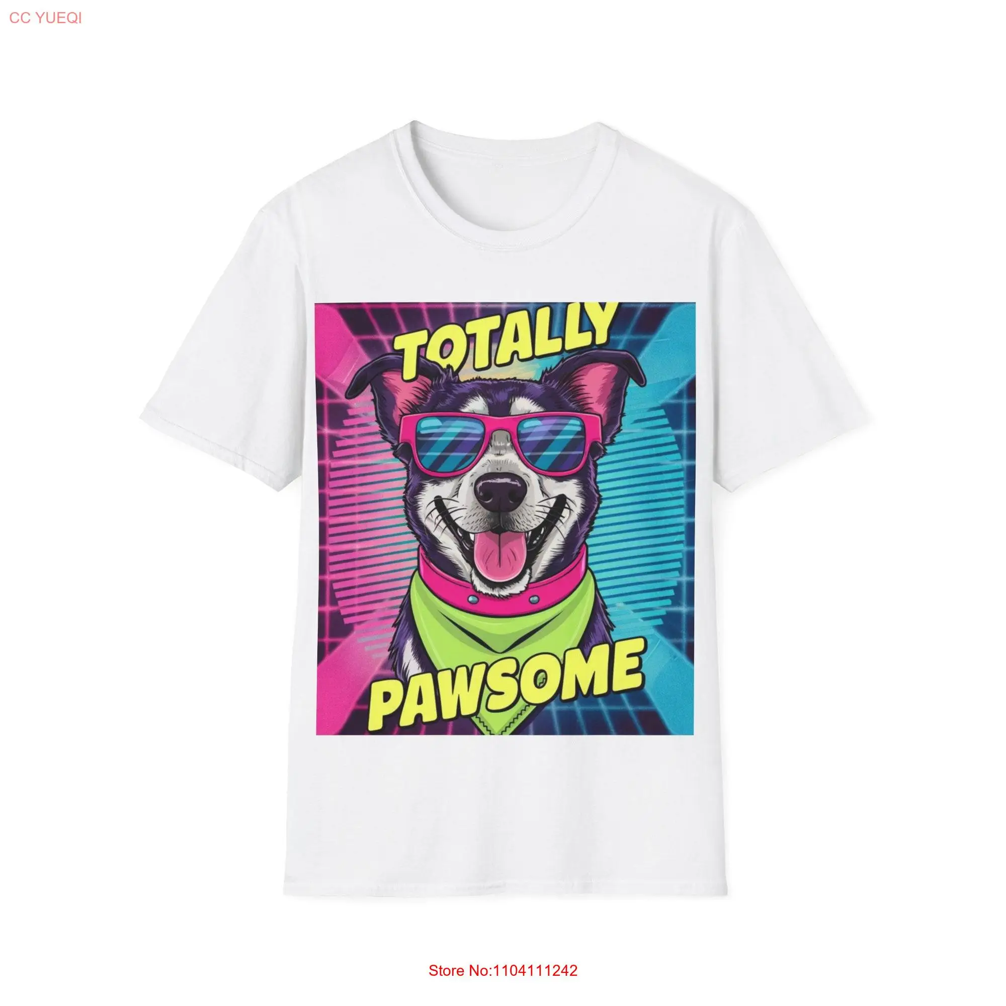 Totally Pawsome Retro Pup Softstyle T Shirt long or short sleeves