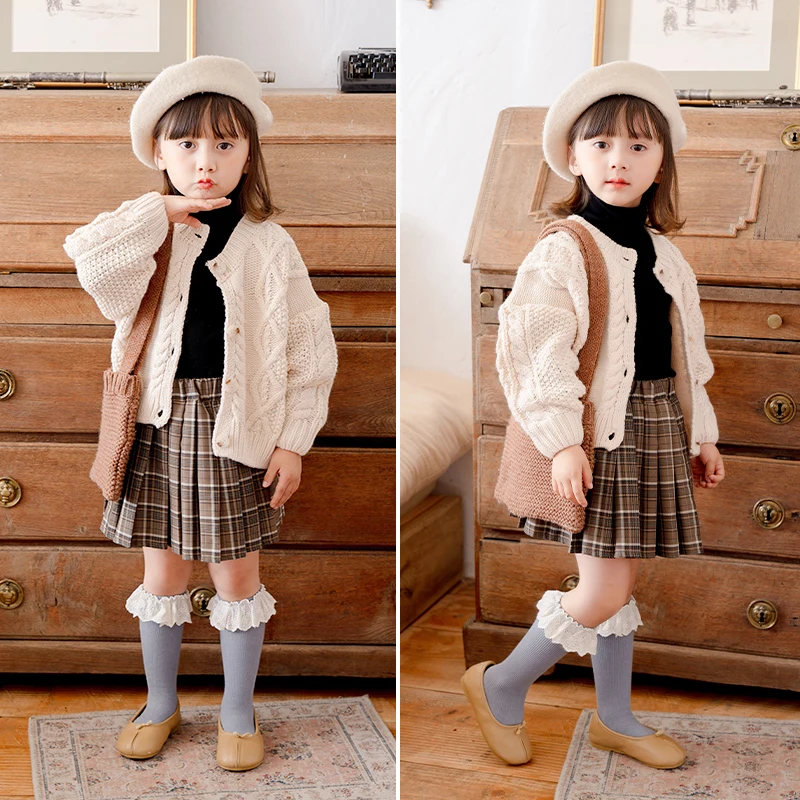 Girls Embroidery Lace Trim Solid Color Slouch Extra Long Socks Wear Resistant Elastic Sweet Lolita Hosiery Perfect Daily Outfits
