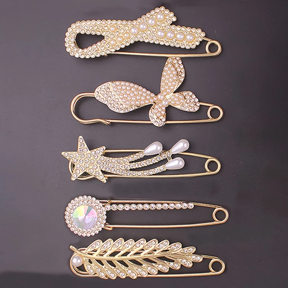 5pcs Simple Lapel Pin Anti-Slip Adjustment Button Cardigan Scarf Decoration for Women's Suit Accessories