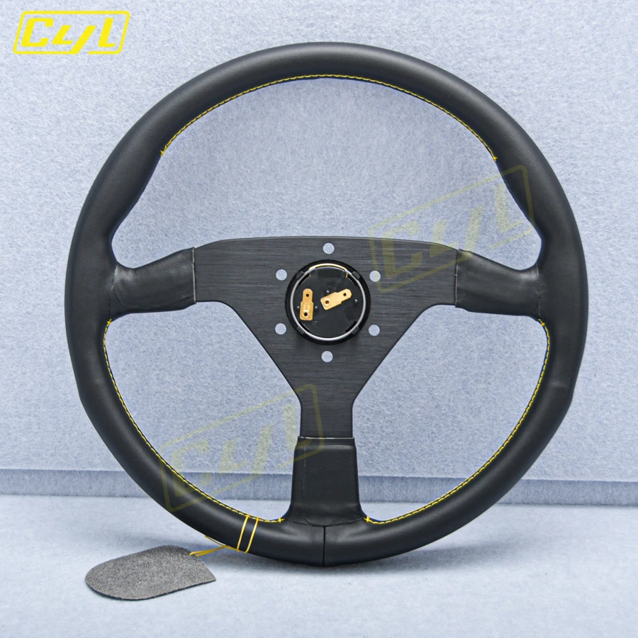 JDM Napa Leather Steering Wheel 14inch 350mm Flat Corn Racing Drifting Steering Wheel For Universal