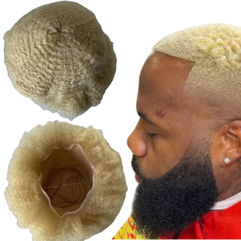 

Malaysian Virgin Human Hair Hairpieces #613 6mm Wave Full Lace Toupee 8x10 Skin Unit for Black Men