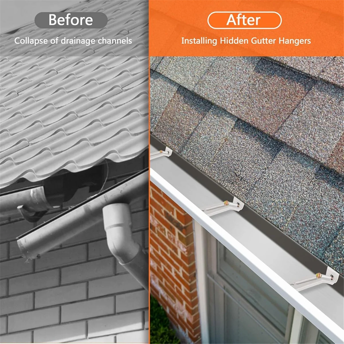 

AA98 Набор из 10 скрытых крючков для желоба с нержавеющими винтами и зажимами для 5-дюймовых алюминиевых желобов K-типа, ремонт провисающихся желобов