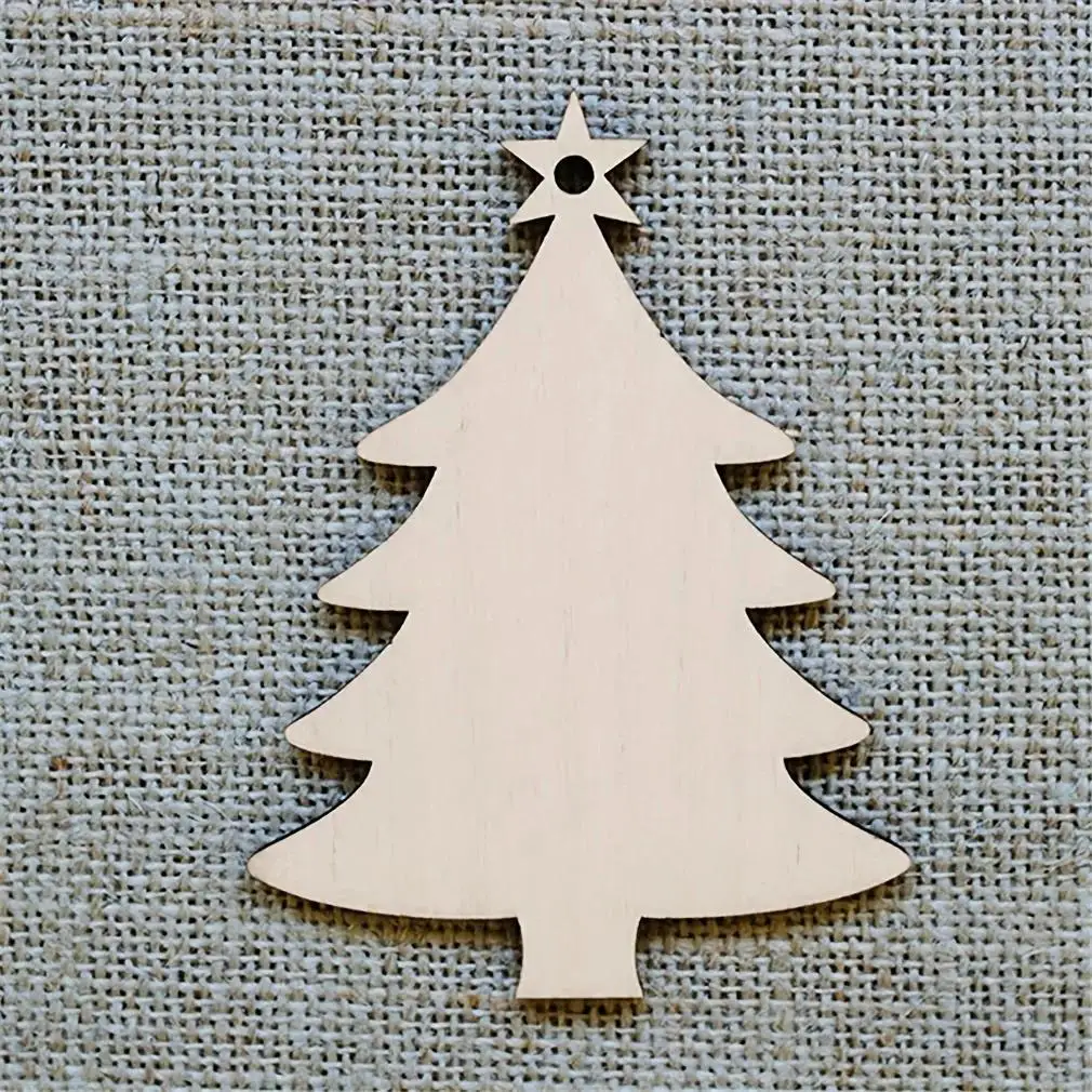 Best Sellers Christmas Tree Shape Wooden Crafts Hanging Ornaments Unfinished Christmas Tree Pendant Decoration Wood FQ4912-LJX