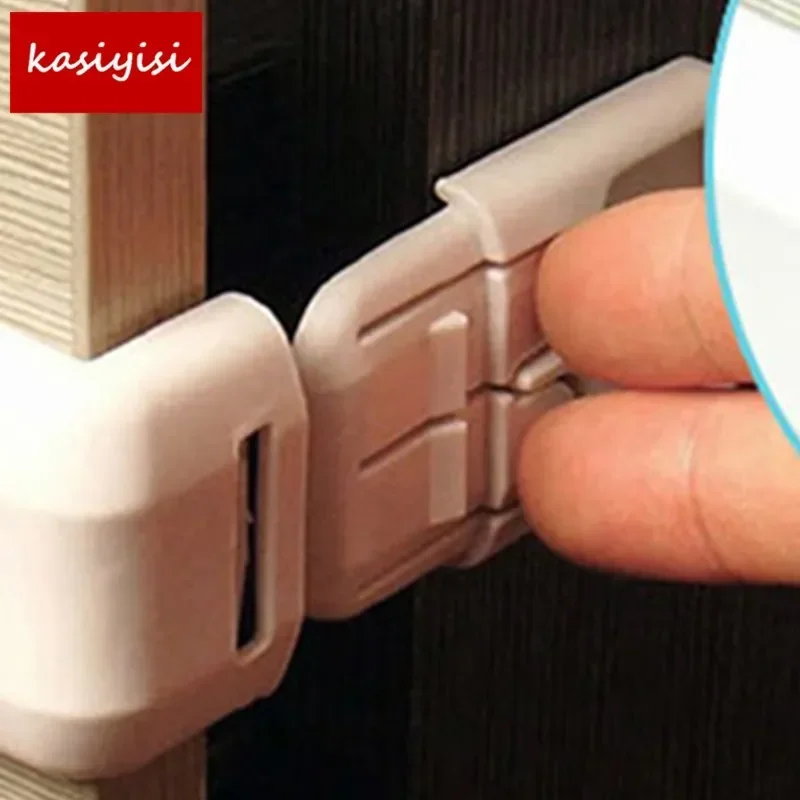 10pc/Lot Children's Safety Lock Double Button Drawer Door Lock Kids Safety Care Plastic Strap for Cabinet Cupboard Sale