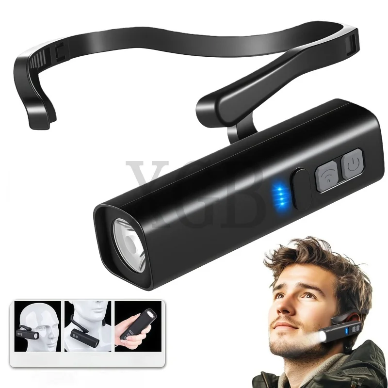 Running Headlamp with Ear Clip, Induction Rechargeable LED Headlight,Hands-Free Waterproof Head Torch for Cycling Fishing Hiking