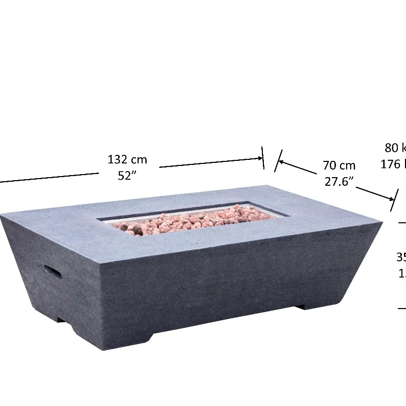 

Airo Modern Shape Outdoor Gas Fire Pit Table Fireplace with Nice Flame in Garden Patio Backyard