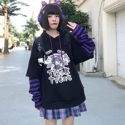 Autumn Loose  Lolita Casual Cartoon Long Sleeve Anime Hoodies Women Hip Hop Harajuku Kawaii Lolita Vintage Hooded Sweatshirt