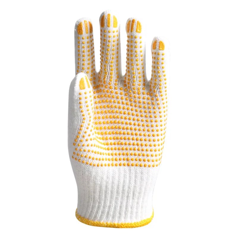 12 pares de luvas de proteção do trabalho fio de algodão engrossado antiderrapante trabalho de construção masculino fio de algodão resistente ao desgaste do trabalho