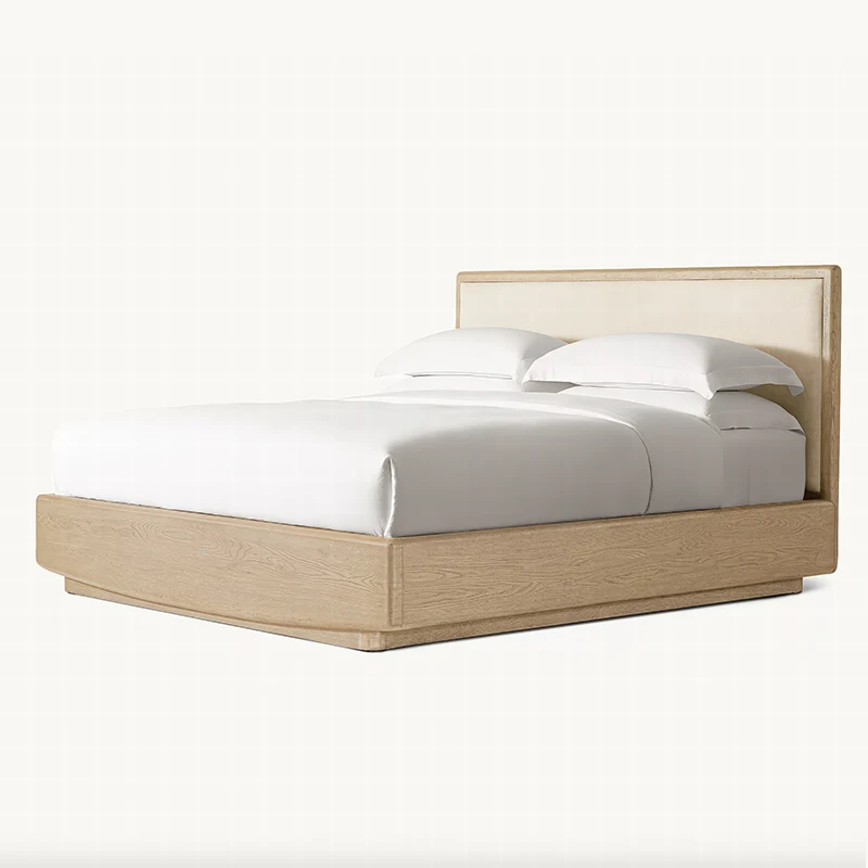 

Элегантный современный каркас кровати из массива белого дуба Daria из ткани, роскошная мебель для спальни с правой стороны