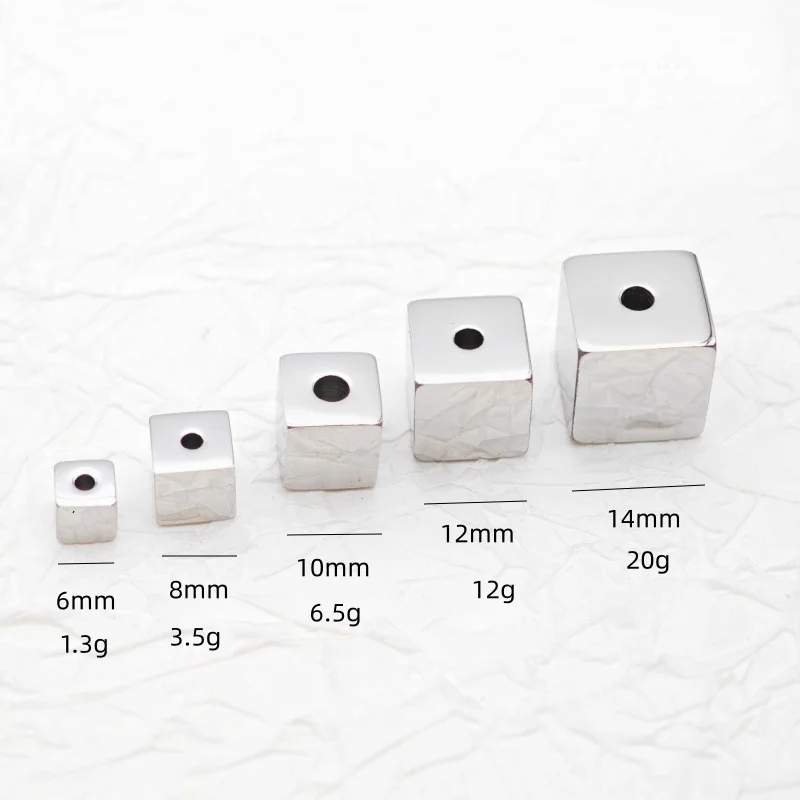 10pcs 6 8 10 12 14mm Stainless Steel Square Shape Spacer Beads DIY for Women Men's Bracelet Necklace Making PVD Gold Coating