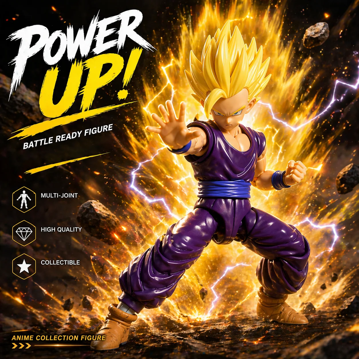 Dragon Ball Super Saiyan 2 bewegliche Actionfigur, Anime-Actionfigur, Modellstatue, Desktop-Ornament, Sammlerstück, kleines Geschenk, Halloween, Weihnachten, Valentinstag, Geschenkdekoration