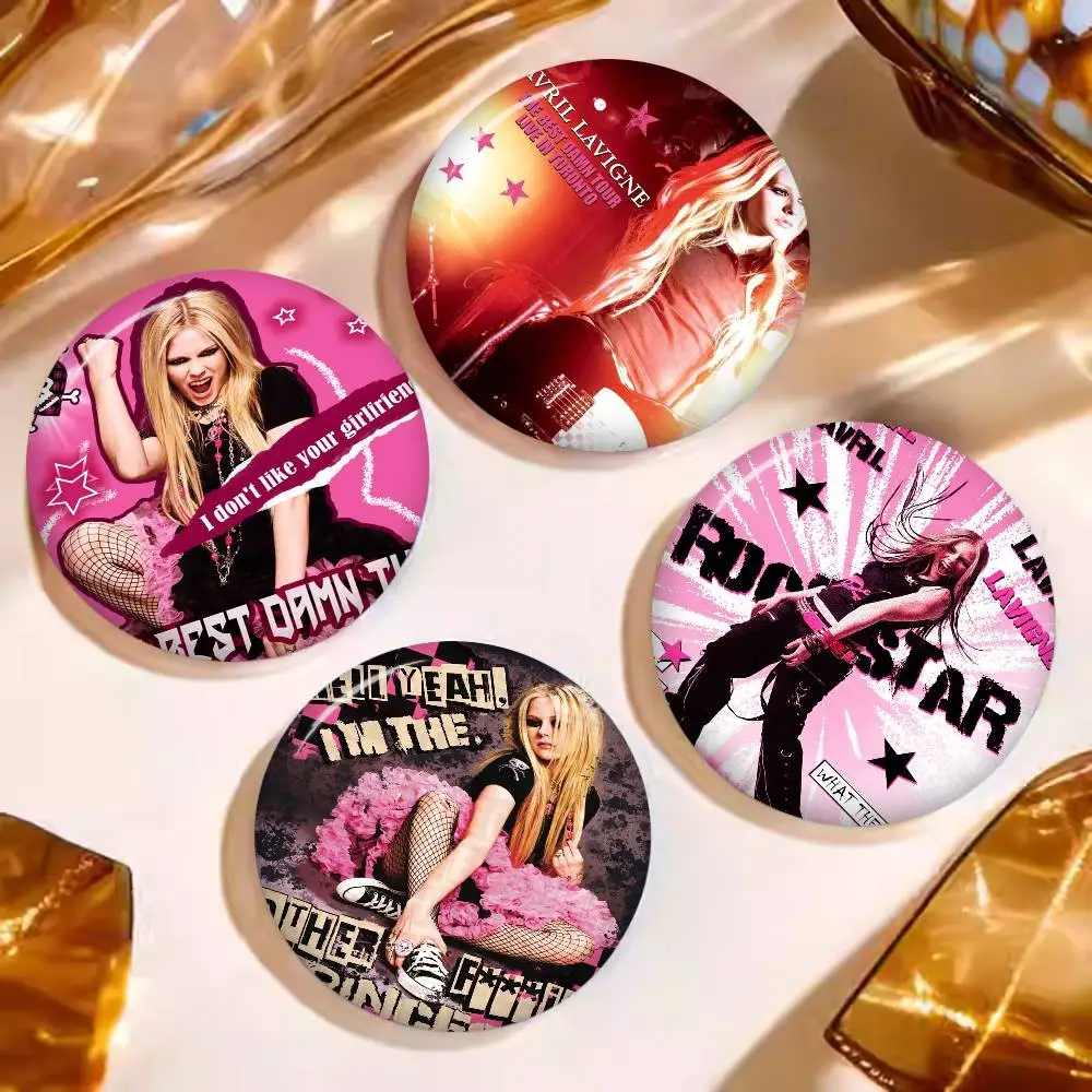 Singer A-A-Avril L-L-Lavigne Photo Brooches Creative Round Badge Gifts Pins 32/44/58mm