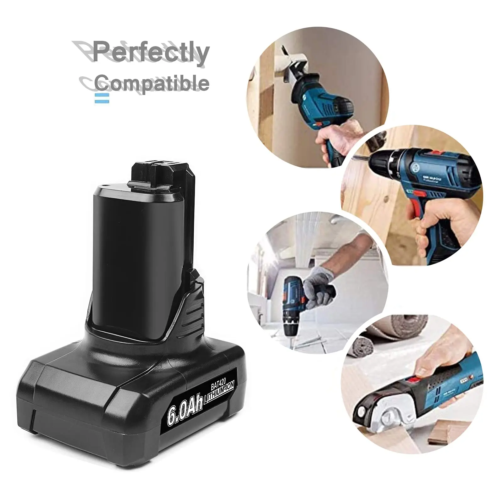 Powtree 12V 6000mAh batteria al litio per Bosch BAT420 BAT411 BAT412 BAT413 BAT412A 10.8V Cordless Power Tools sostituzione della batteria