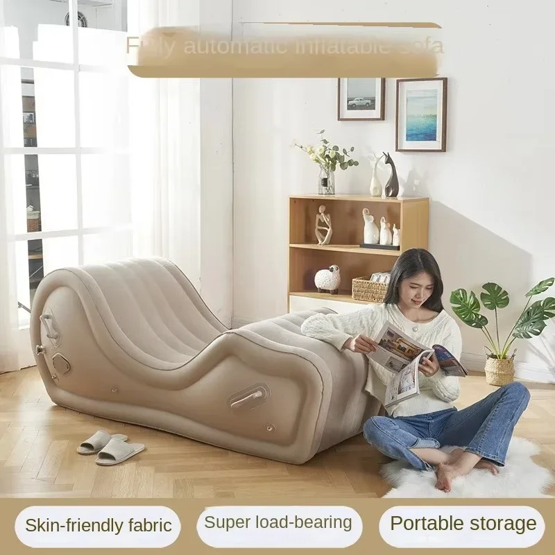 Simple Lazy Sofa Lounge Chair Fully Automatic Outdoor Portable Air Cushion PVC Inflatable Sofa Chair ,Camping Seat