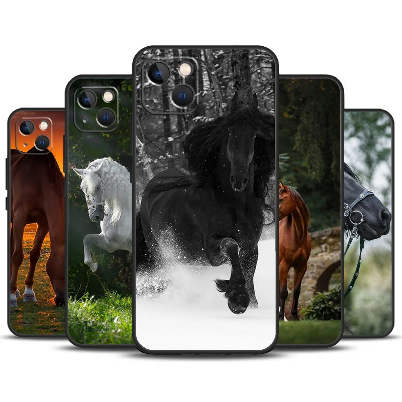 Horse Animal Case For iPhone 16 15 14 13 12 11 Pro Max Mini X XR XS Max 7 8 Plus 2 Bumper Cases Cover