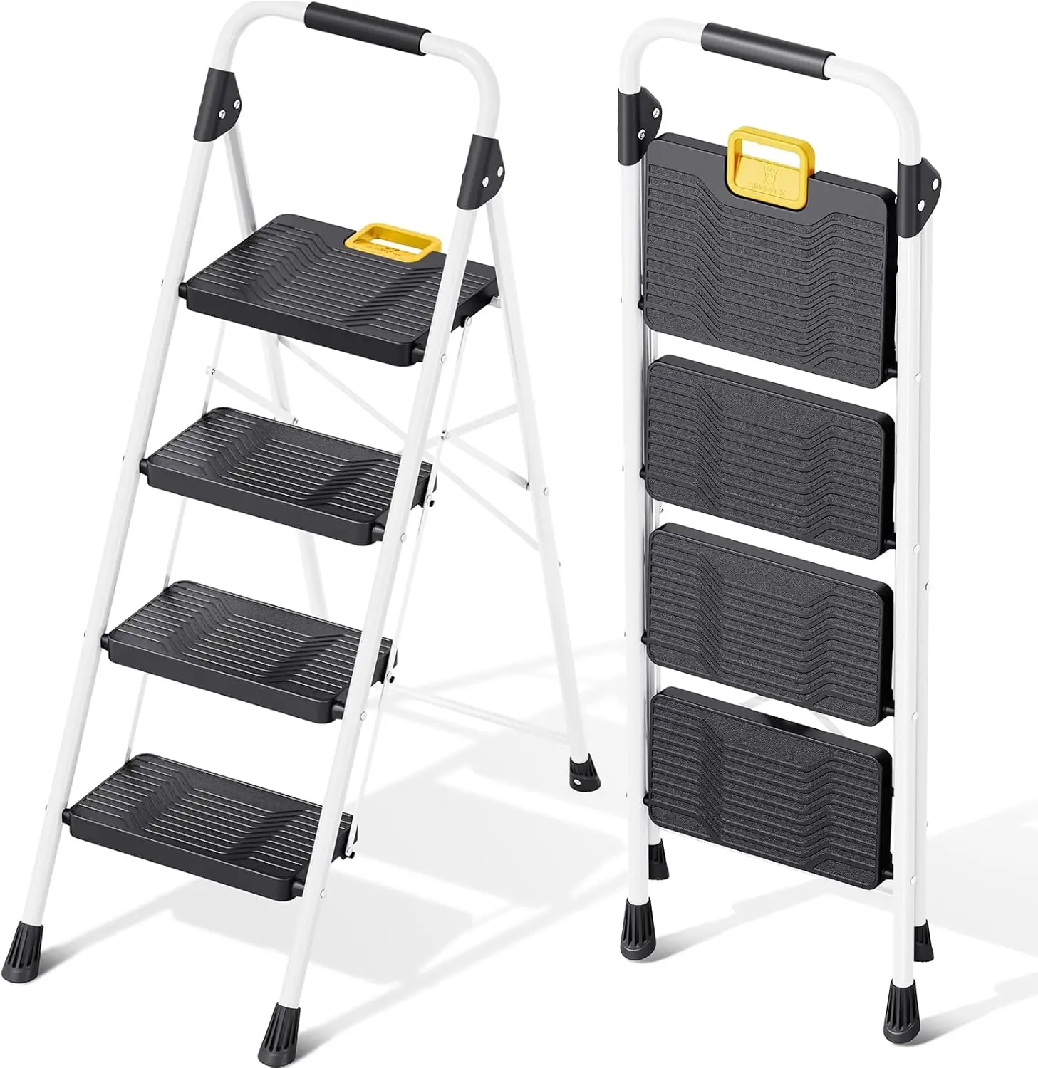 

4 Step Folding Ladder 800lbs Capacity Step Stool with Safety Lock Non-Skid Wide Pedals and Handrail Lightweight Household Ladder