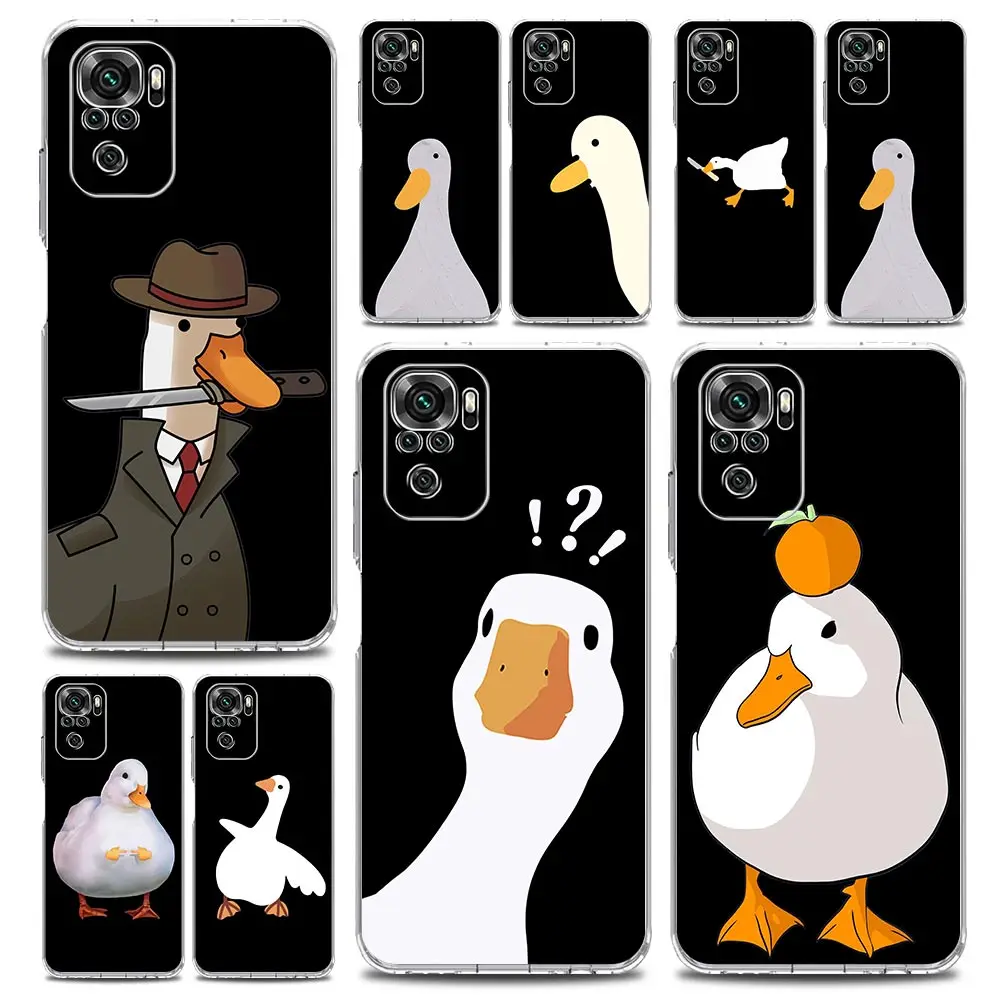 Cartoon Doubt Duck Clear Phone Case For Xiaomi Redmi Note 12 5G 9S 9 8 10 11 Pro+ 9T 8T 10C 9C 9A 7 Pro Soft Silicone Back Cover