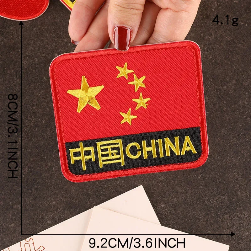 Iron on Communism Badges Five-Star Red Flag Thermo Sticker Party Emblem Embroidered Applique China Map Logo Chinese Flag Patches