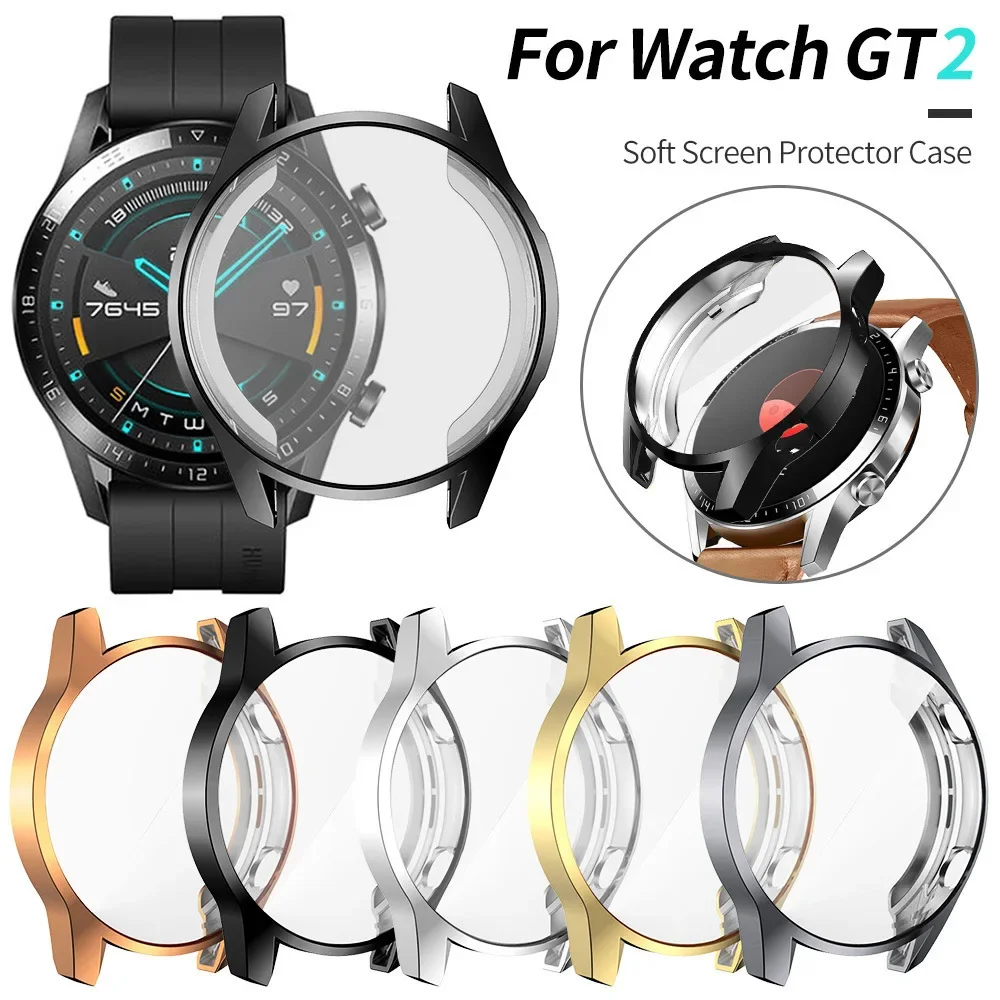 1 Pack/100PCS TPU Case for Huawei Watch GT 46mm Protectcor Case Cover With Screen Films Silicone Watch Cases Accesories