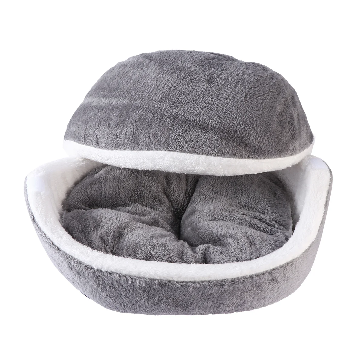 

Soft Washable Cat Bed House Winter Warm Pet Sleeping Shelter for Dog Cat Puppy Kitten Detachable Design Grey Pet Bed House