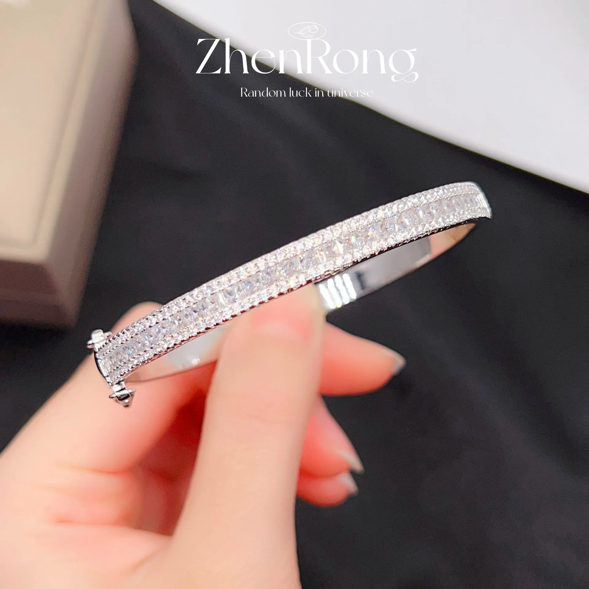 S925 Silver Bling Bling Cubic Zirconia Multicolor Bangles for Women Exquisite Charms Bracelet Engagement Banquet Jewelry 2024