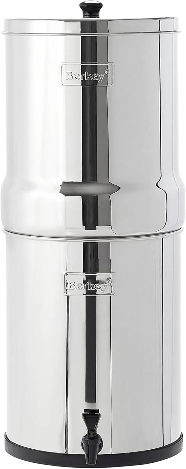 Gravity-Fed Stainless Steel  Water Filter System 3.25 Gallon with 2 Authentic Black  Elements