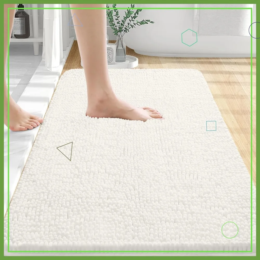 

Extra Soft Absorbent Chenille Bath Rugs 30x20, Quick Dry Rubber Backing Machine Washable Bath Mats for Family Home