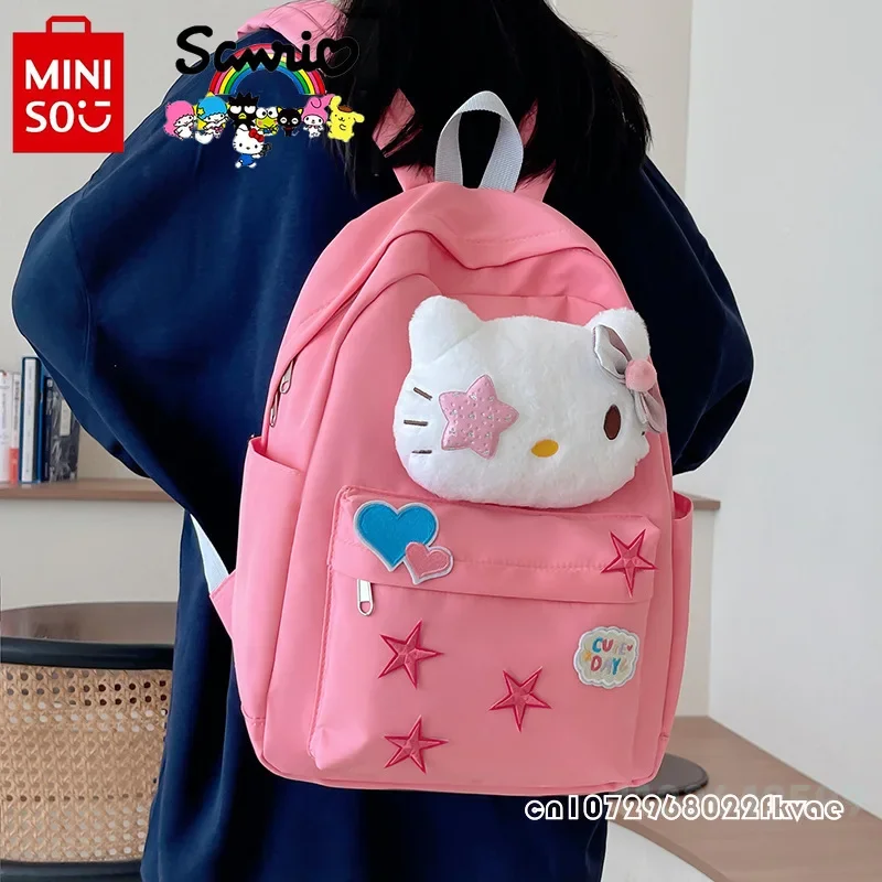 Miniso HelloKitty 2025 New Women's Backpack Fashionable High Quality Student Backpack Cartoon Cute Large Capacity Girl Backpack