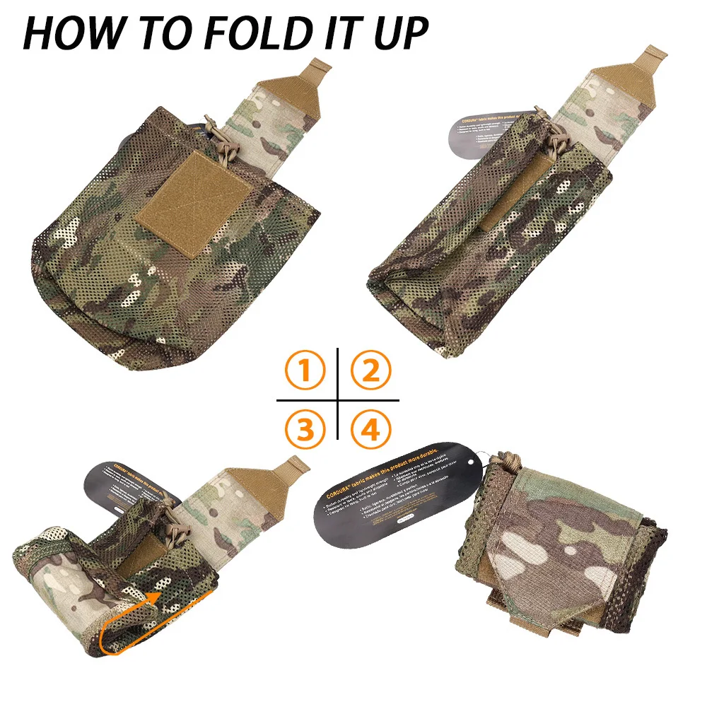 Outdoor Sport Roll-Up MOLLE Mesh Dump Pouch Drop Bag Foldable Magazine Storage Foldable Net Pocket EDC Airsoft Tactical Hunting