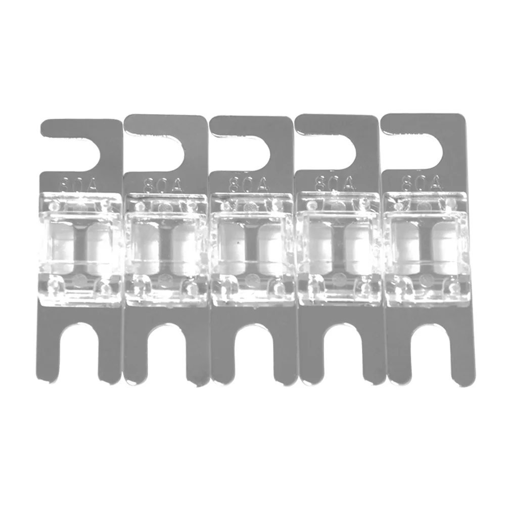 5pcs Circuits Protection Fuse Nickel Plated 30/40/60/80/100A AFS Mini ANL Fuses Auto Replacement for Car Stereo Audio