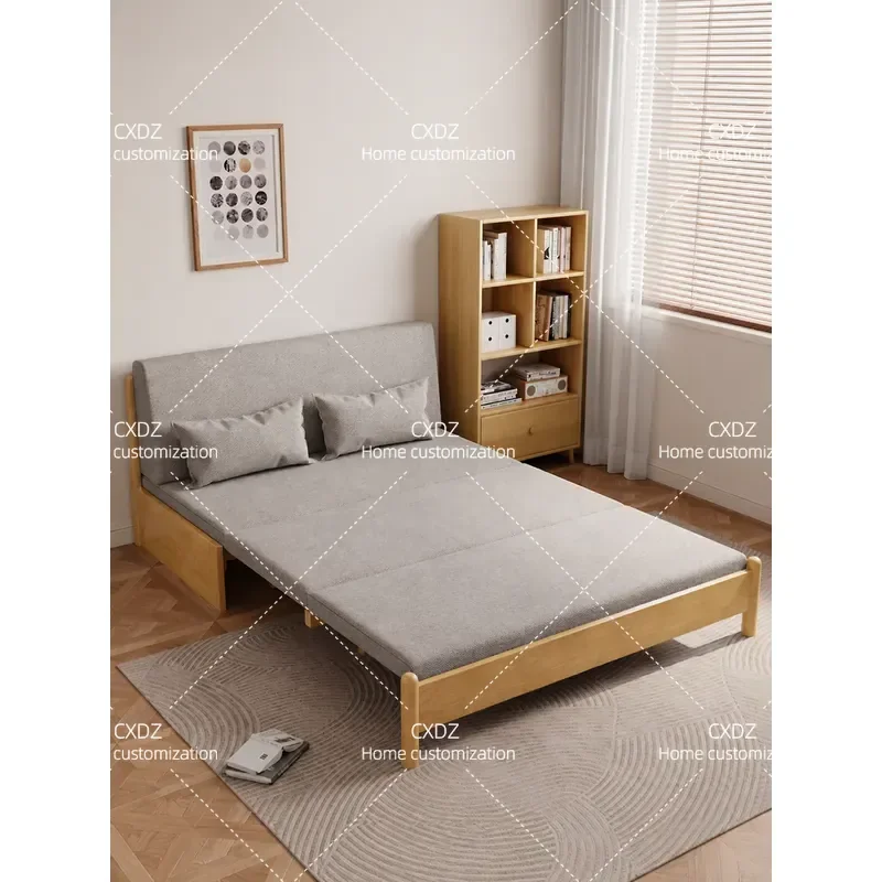 1.2m Living Room Sofa Bed Folding Pull Out Couch with Storage Balcony Convertible Sleeper Log Style Push Pull Daybed