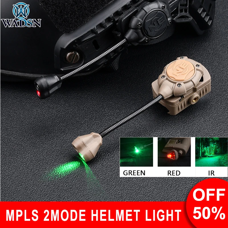 WADSN Helmet Signal Light Charge Mpls 2 ModeGreen Red IR LaserHelmet Lamp FAST Military Helmet Lights Outdoor SurvivalFlashlight