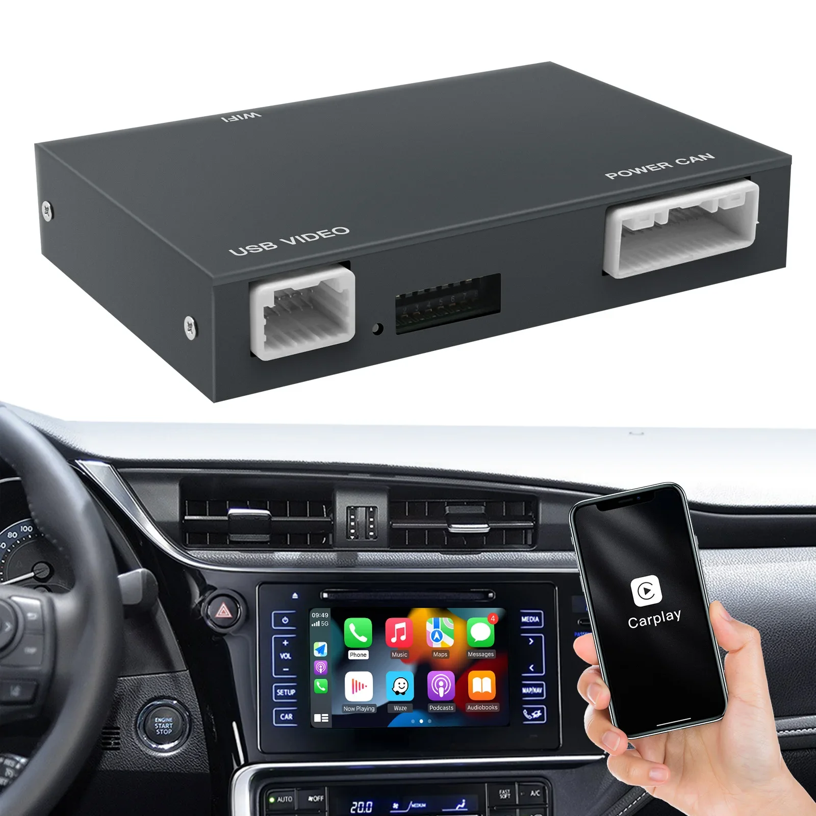 Universal Carplay modular for Toyota Corolla car video interface screen mirror rear view camera wireless Android Auto