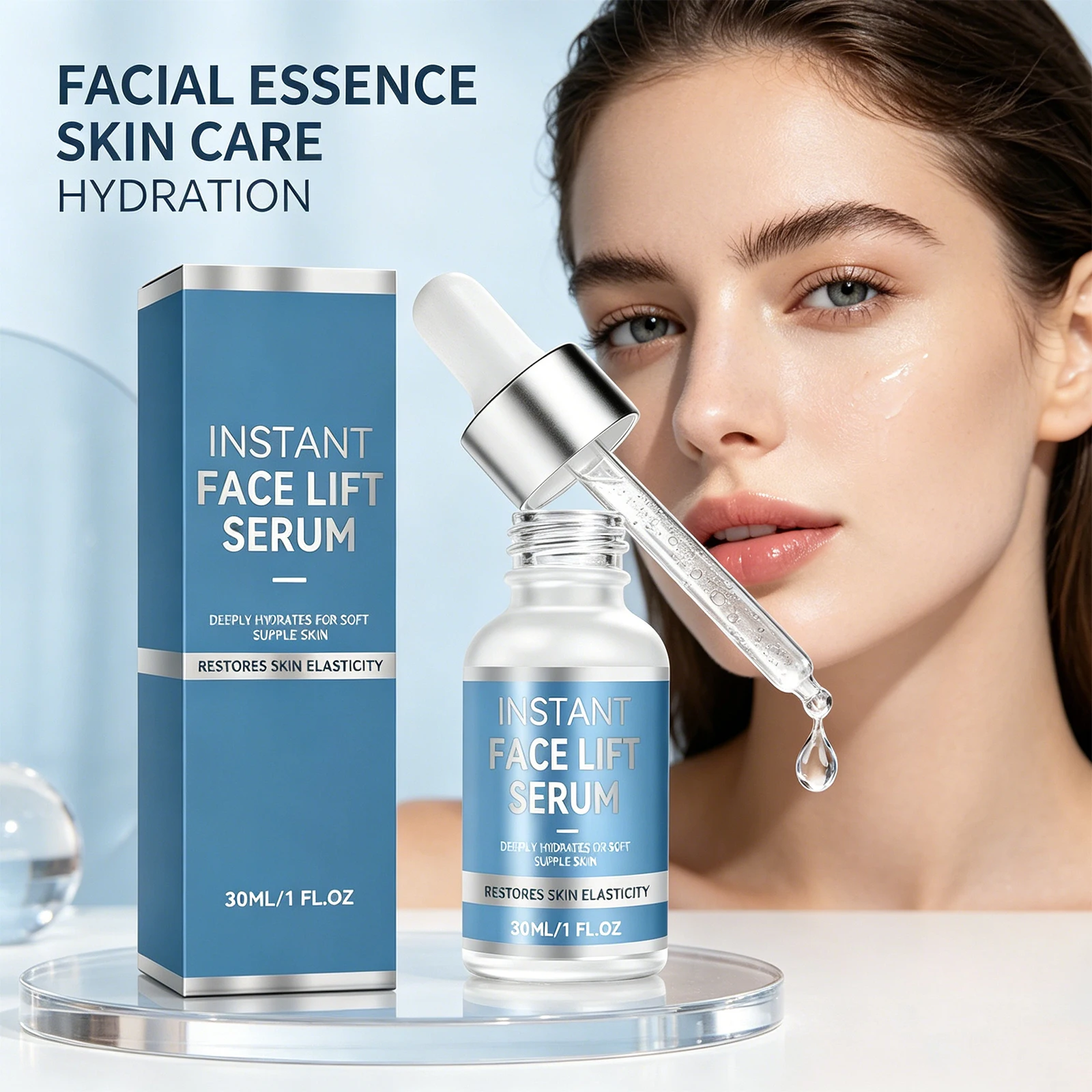 Facial Serum Refreshing Deep Moisturizing Hydrating Smooth Soft Skin Improve Elasticity Brighten Glow Daily Skin Glow Serum 30ml