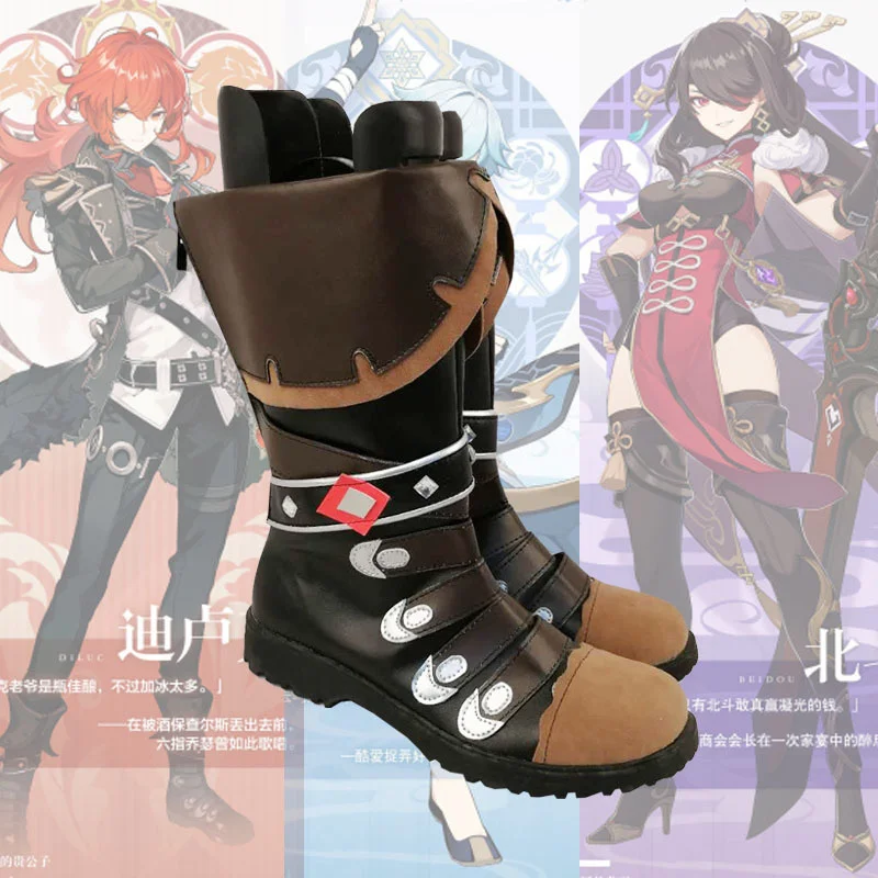 Game Genshin Impact Beidou Diluc Ragnvindr Cos Shoes Pu Leather Comfortable Boots Highly Restored Cosplay Theme Anime