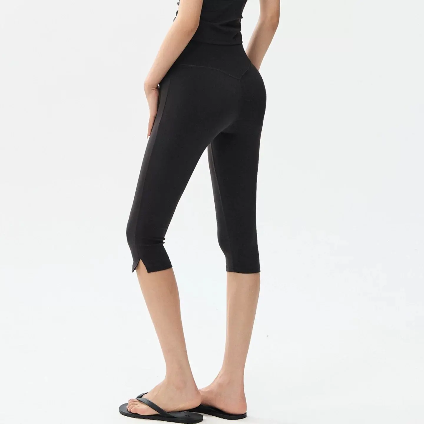 Nude-Feel Yoga Pants for Women, Elastic High-Waisted Butt-Lifting Training Fitness Supermodel Capri Pants, Training Sports Runni