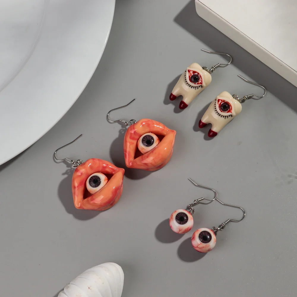 Halloween Day Funny Acrylic Three-Dimensional Eyeball Earring for Women Realistic Stereoscopic Drop Earrings 2024 Jewelry