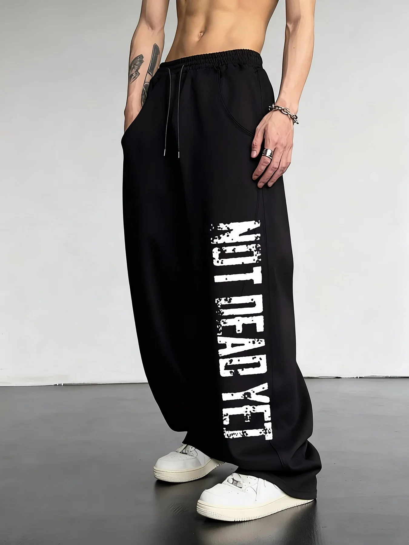 

2024Модные мужские джоггеры с модным принтом, мешковатые брюки в стиле хип-хоп на шнурке, удобные повседневные спортивные штаны для повседневной носки