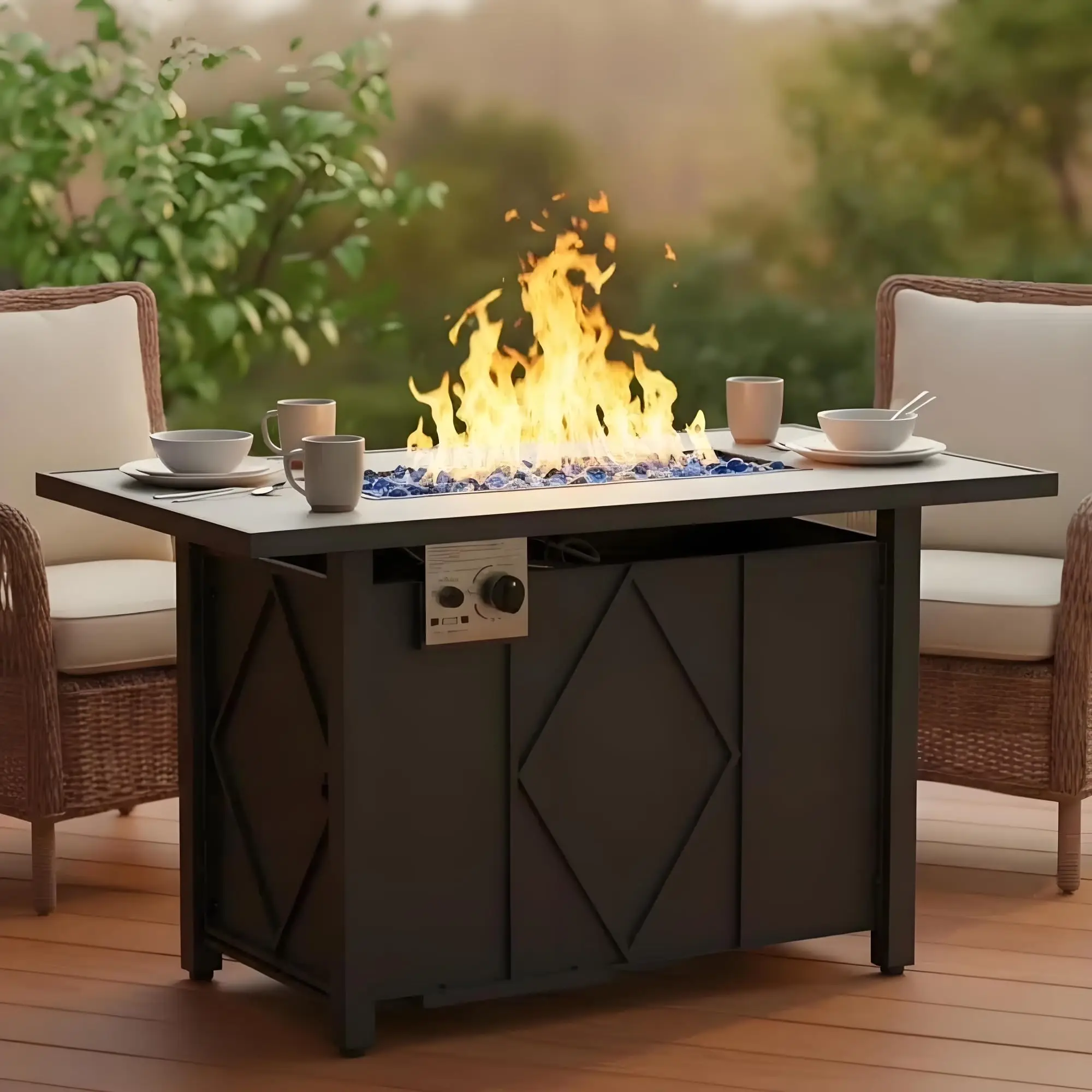Outdoor 43 Inch Propane Fire Pit Table 50,000 BTU Fire Pit for Outside Patio Garden Backyard Deck Balcony CSA Certification