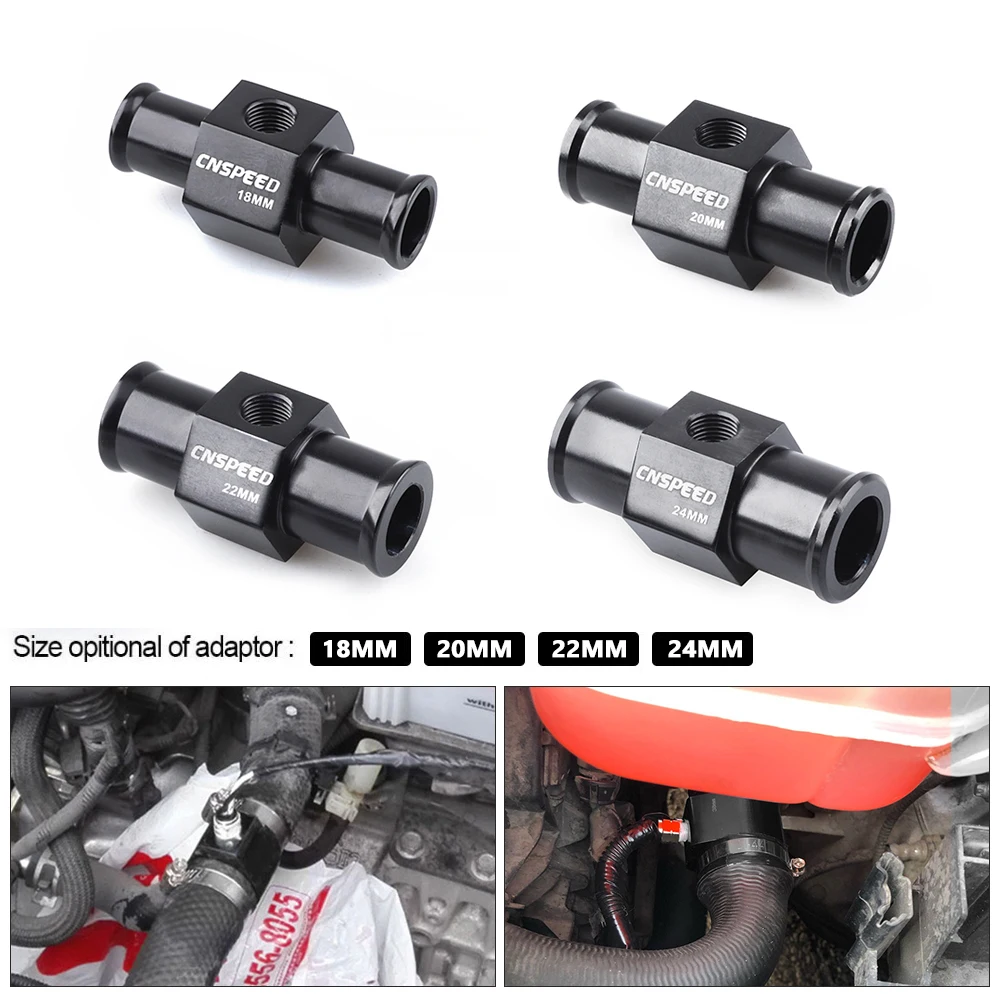 Sambungan Selang Pendingin Hitam Adaptor Selang Radiator 1/8Npt Temperatur 18mm 20mm 22mm 24mm Sensor Sambungan Pipa Temperatur Air