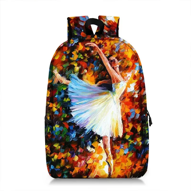 Gracefully Cartoon Ballet Print Backpack Women Men for Travel Canvas Book Bags Rucksack Laptop Fashion Children School Bags Gift