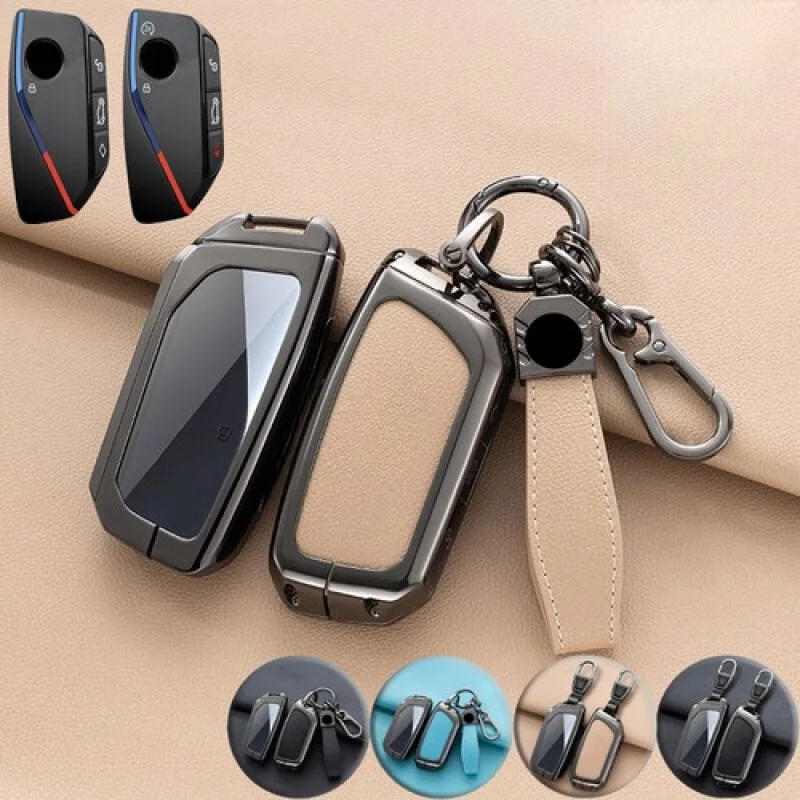 

A+ Zinc Alloy TPU Leather Car Key Fob Case Cover For BMW G07 IX I7 X7 XM 7 Series