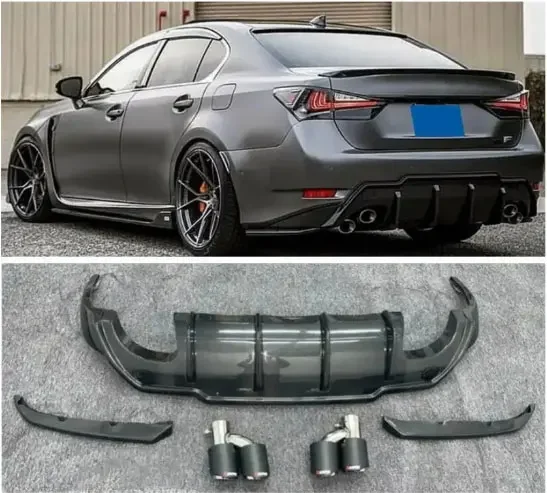 

CARBON FIBER Rear Bumper Diffuser Lip Spoiler Trunk Cover&Exhaust Tips Body Kit For Lexus GS200T 300H 450H 2016 2017 2018 2019