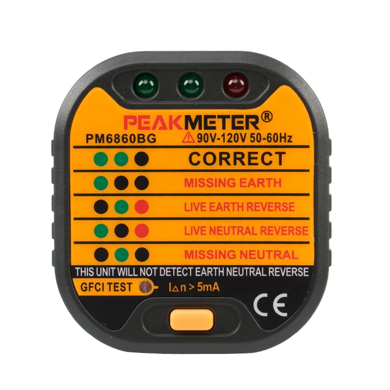Peakmeter PM6860BG High Quality 90V~120V Plug Electric Socket Tester Support GFCI / RCD Test Functions