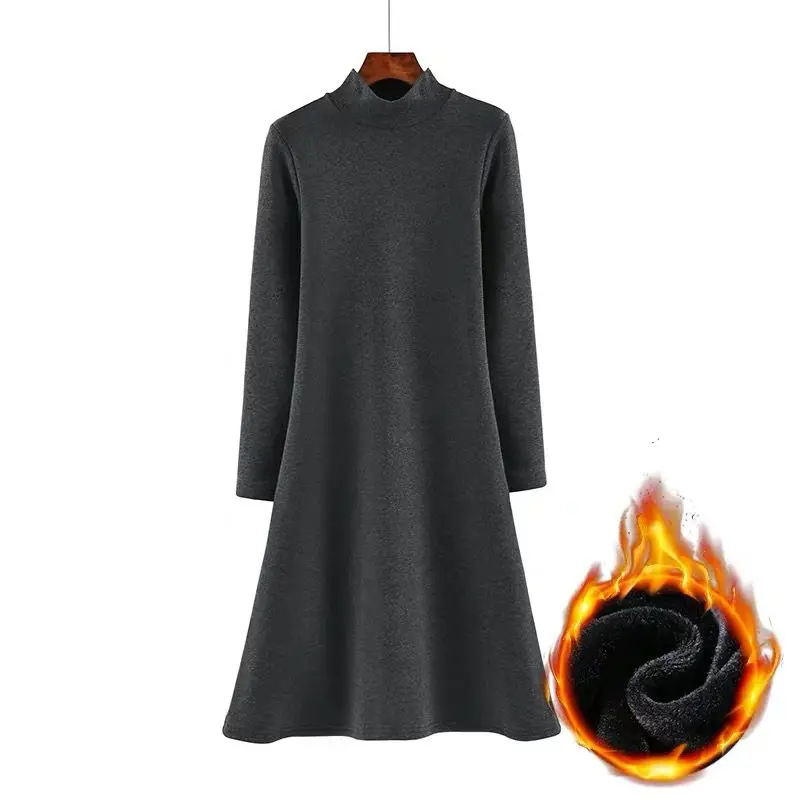 Women Elegant Long Sleeved turtleneck Velvet Party Dress vestido inverno sexy Winter Thickened plush knitted dresses Vestidos