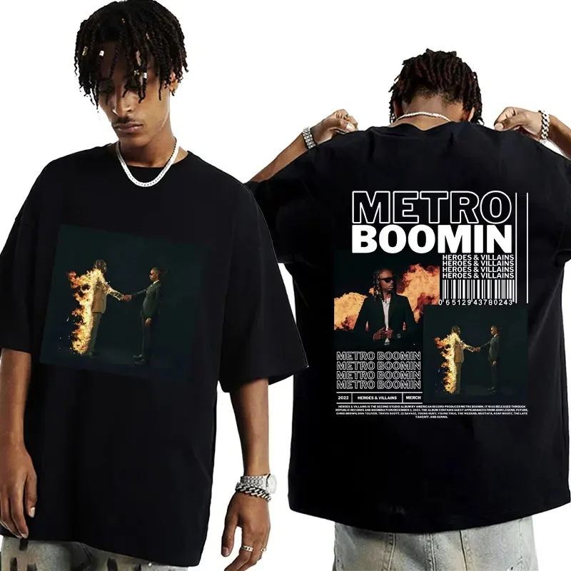 Rapper Metro Boomin Heroes & Villains Graphic T Shirt for Men Women Hip Hop Retro Short Sleeve T-shirt Cotton Oversized T-shirts