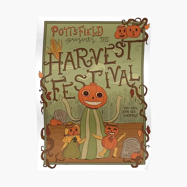 Pottsfield Harvest Festival Don Your Veg  Poster Decor Funny Vintage Modern Home Picture Mural Print Decoration Art No Frame