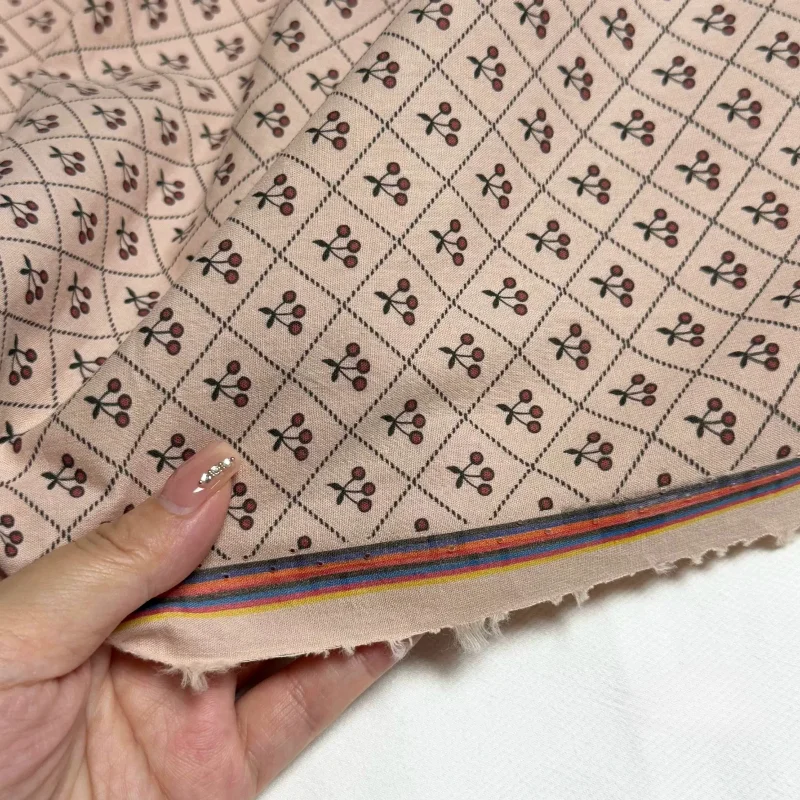 ベアピンクチェックチェリー 100% コットン生地春夏シャツ - Summer Clothing Material のレビューと価格